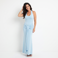 The Odette — Halter Knot Drape Maxi Dress in Sky Blue