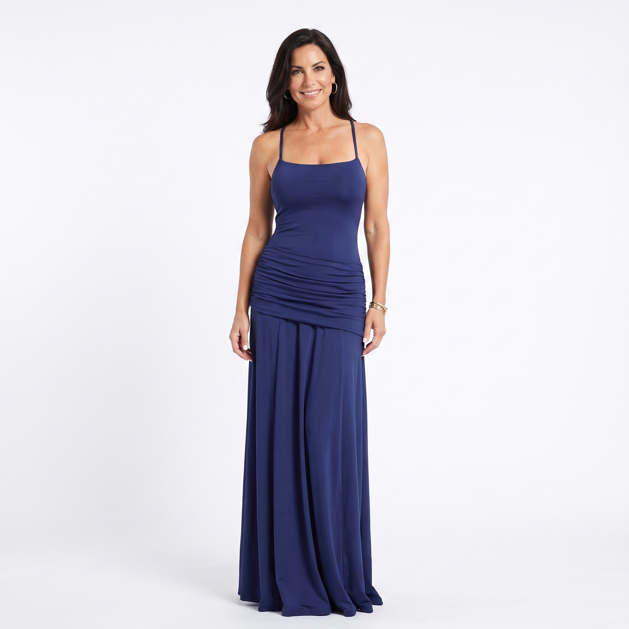The Celeste — Ruched Waist Maxi Dress Navy